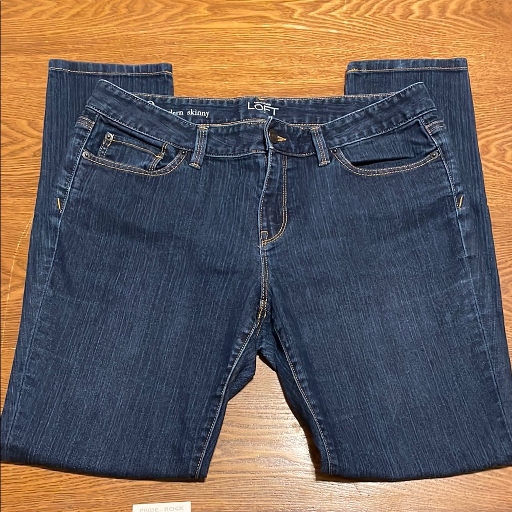 Loft Women’s Modern Skinny Dark Blue Denim Jeans (Size 10)
